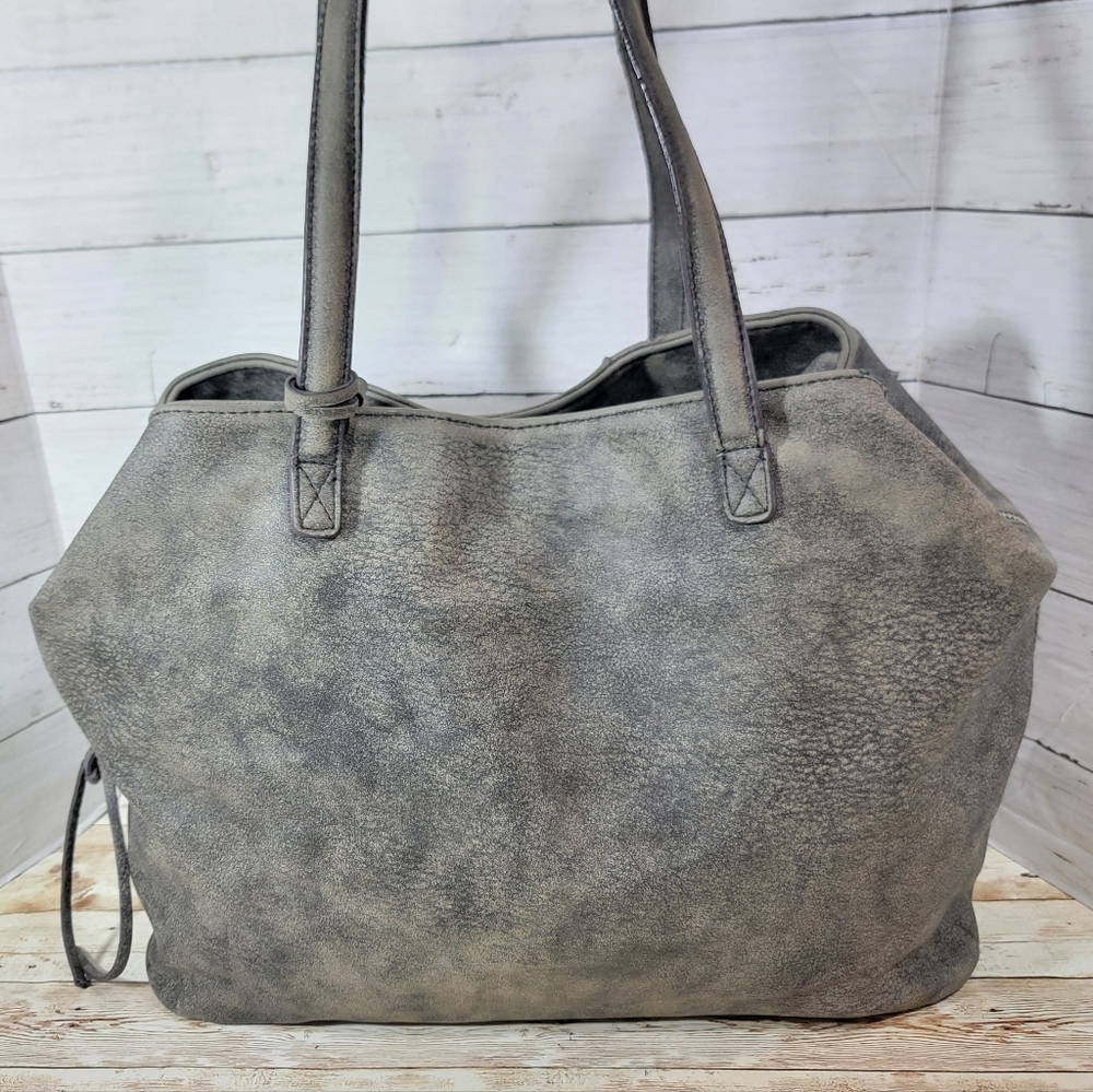 Free People Geneva Charcoal Grey Vegan Leather Overnight Bag